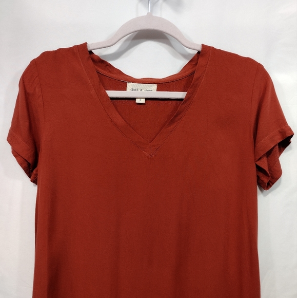 Cloth & Stone T-Shirt Dress Orange Women's S High Low Hem Minimalist Beach - Picture 2 of 10